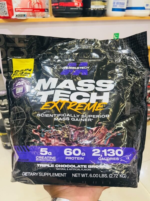 MuscleTech Mass Tech Extreme 2000 Scientifically Superior Mass Gainer Triple Chocolate Brownie 6lbs